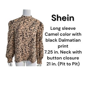 SHEIN Camel and Black Dalmatian Print Blouse